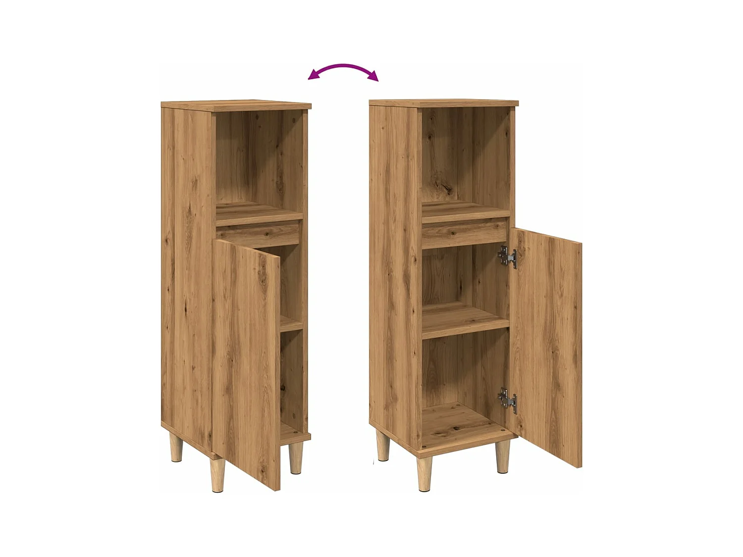 Armoire de salle de bain chêne artisanal 30x30x100 cm