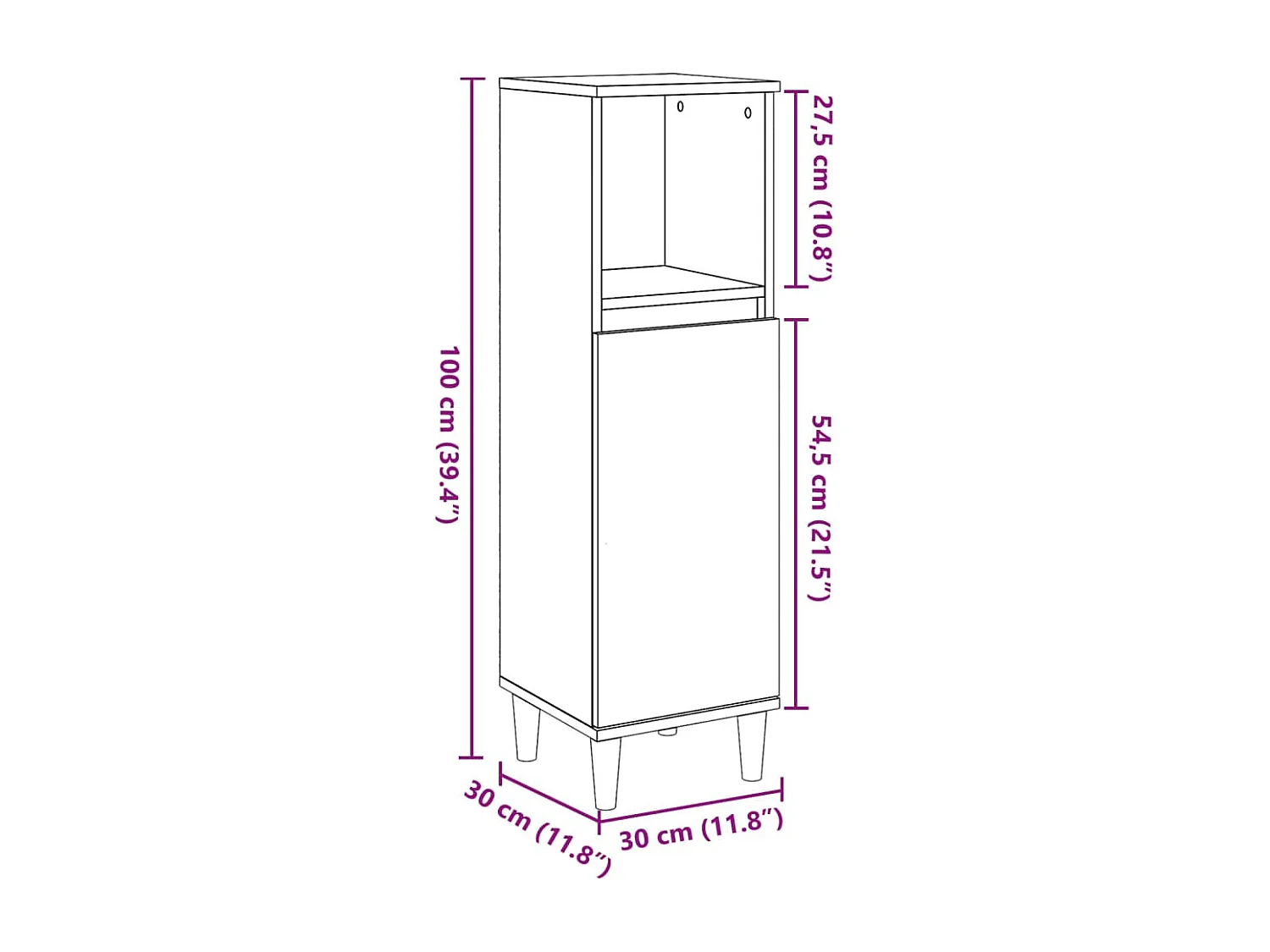 Armario de baño madera de ingeniería roble artisan 30x30x100 cm