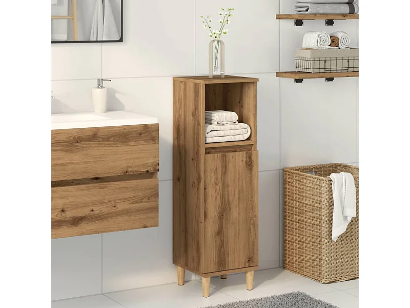 Armoire de salle de bain chêne artisanal 30x30x100 cm
