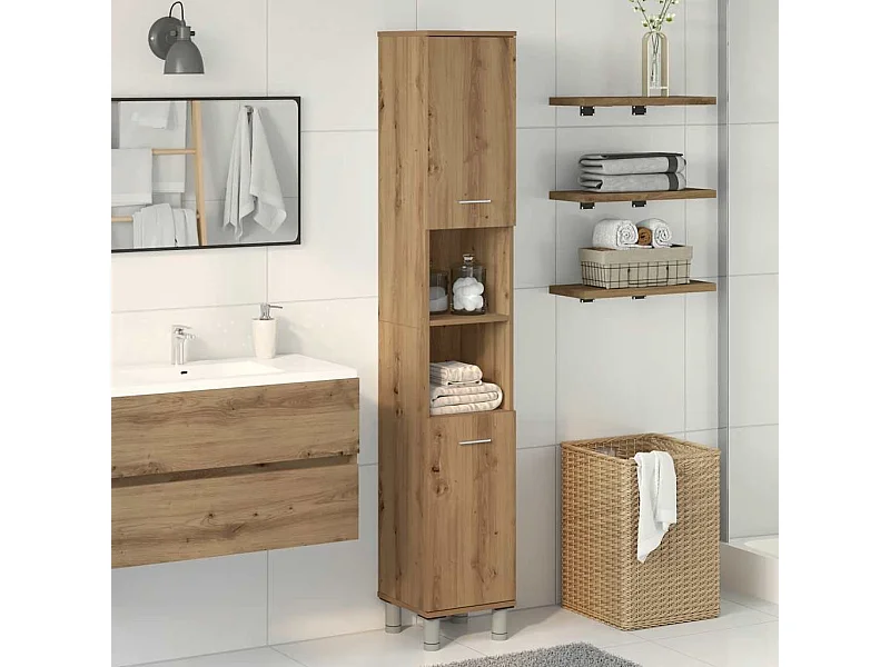 Armoire de salle de bain chêne artisanal 30x30x179 cm