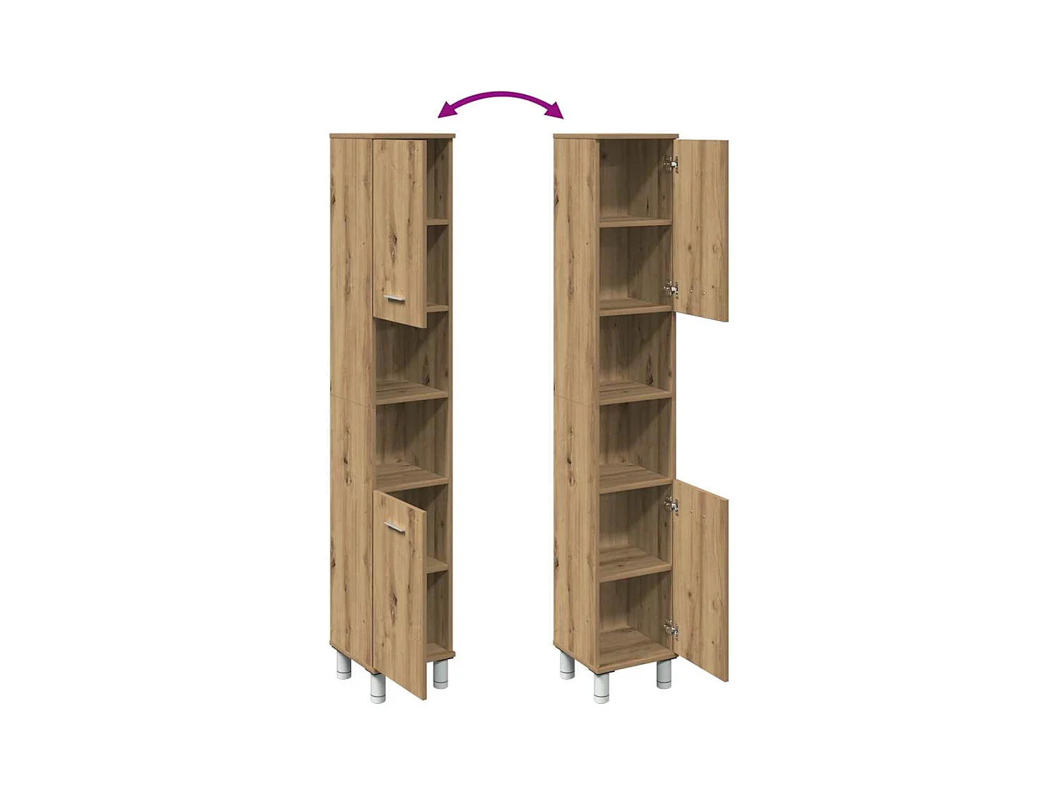 Armoire de salle de bain chêne artisanal 30x30x179 cm