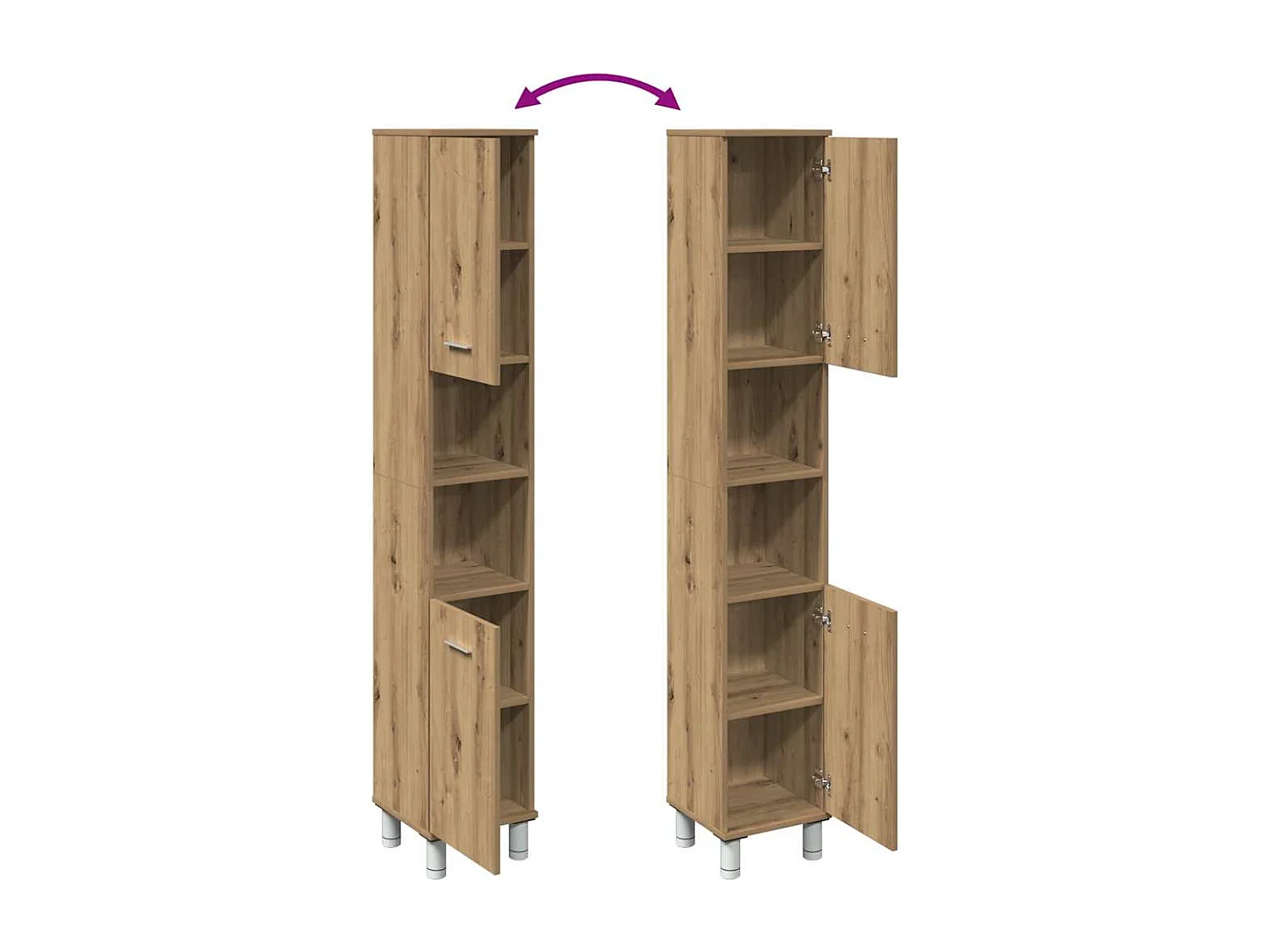 Armoire de salle de bain chêne artisanal 30x30x179 cm