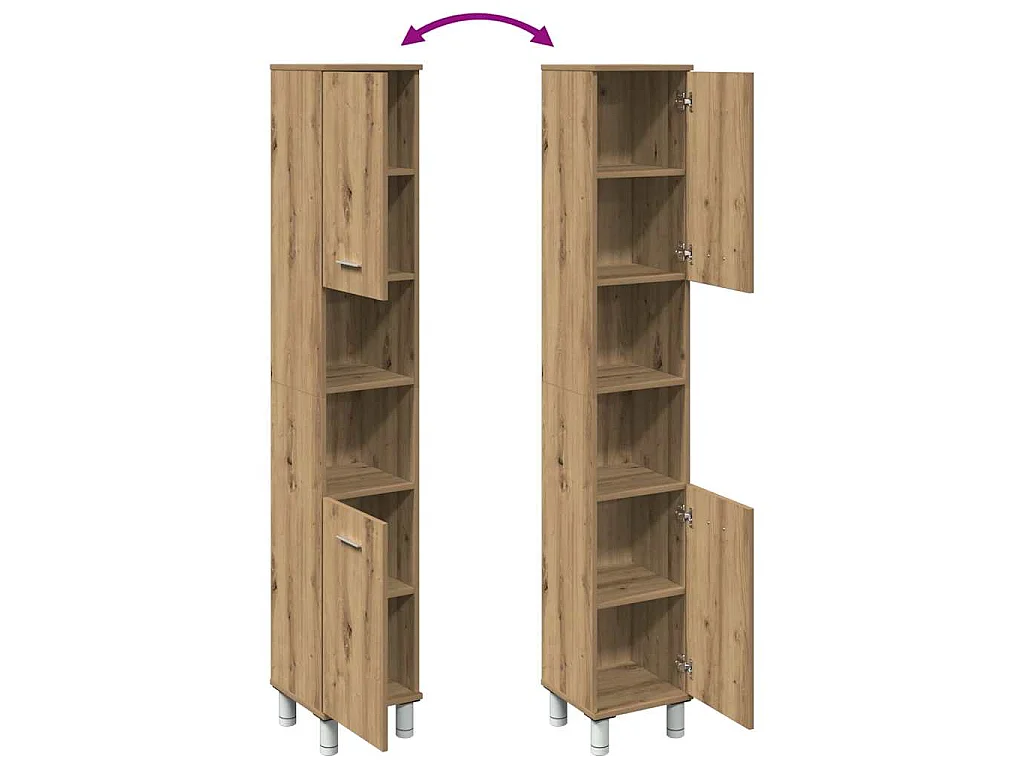Armoire de salle de bain chêne artisanal 30x30x179 cm
