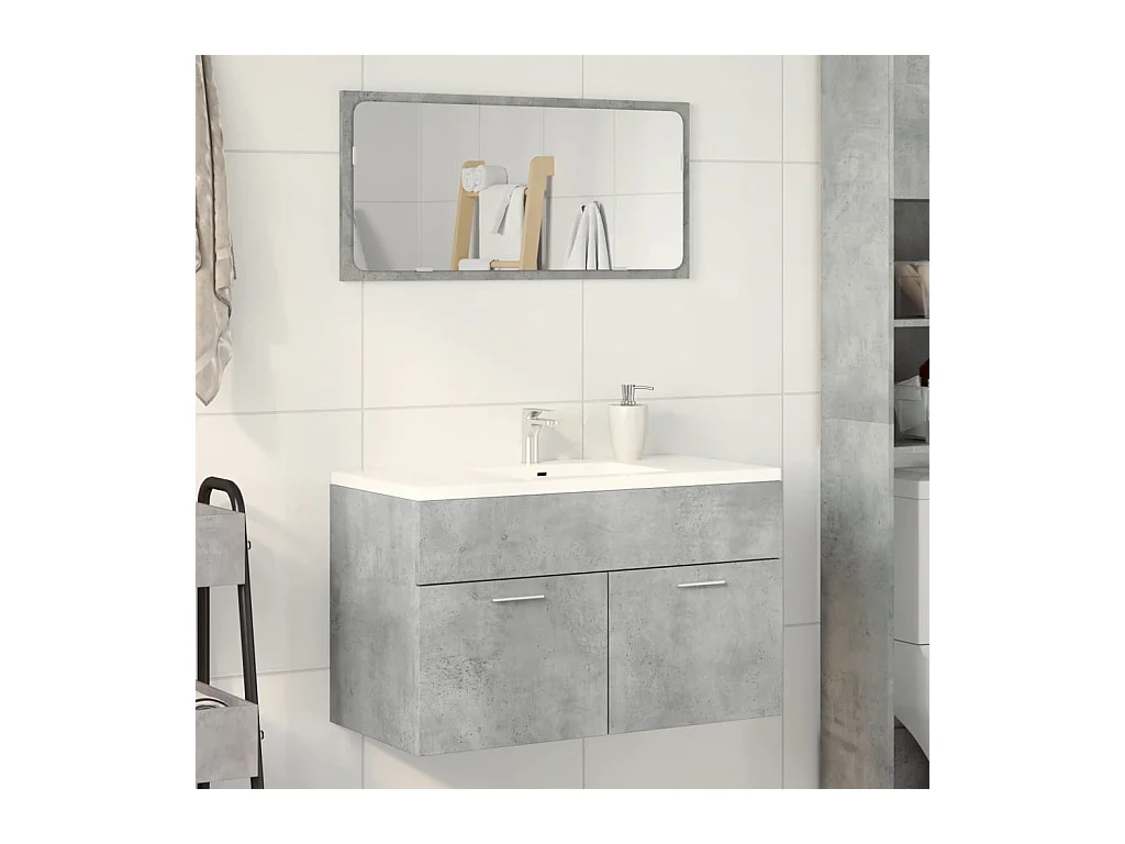 Armoire d'évier Gris béton 80x38,5x46 cm Aggloméré