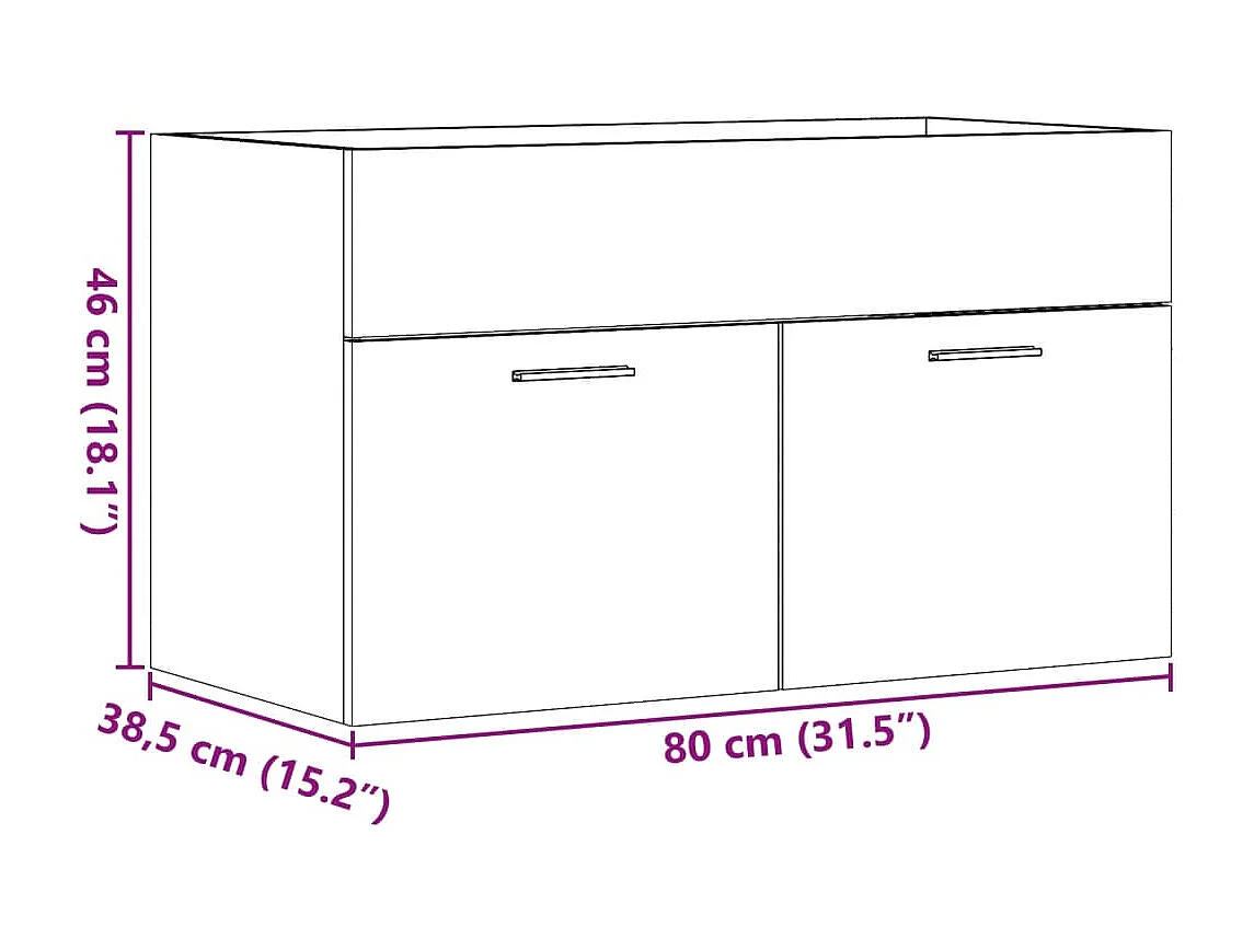 Wastafelkast 80x38,5x46 cm spaanplaat betongrijs