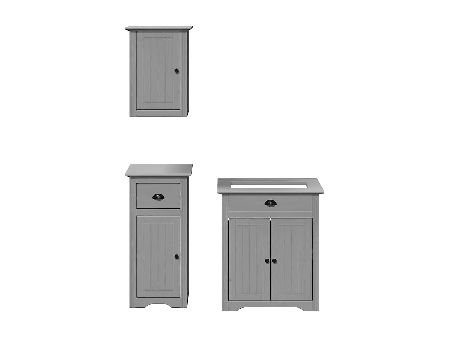 3 pcs conjunto de móveis para WC BODO pinho maciço cinzento