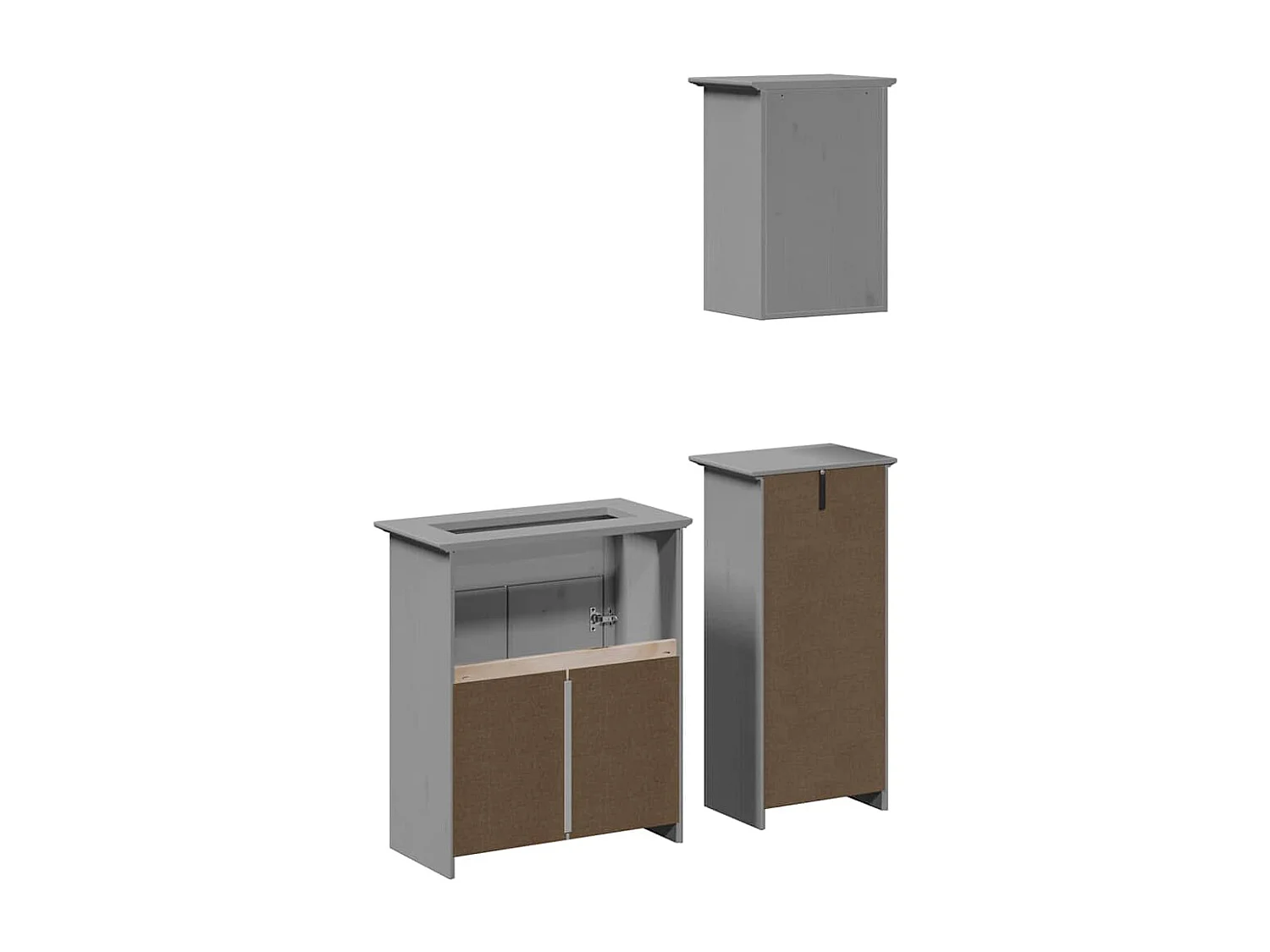 3 pcs conjunto de móveis para WC BODO pinho maciço cinzento