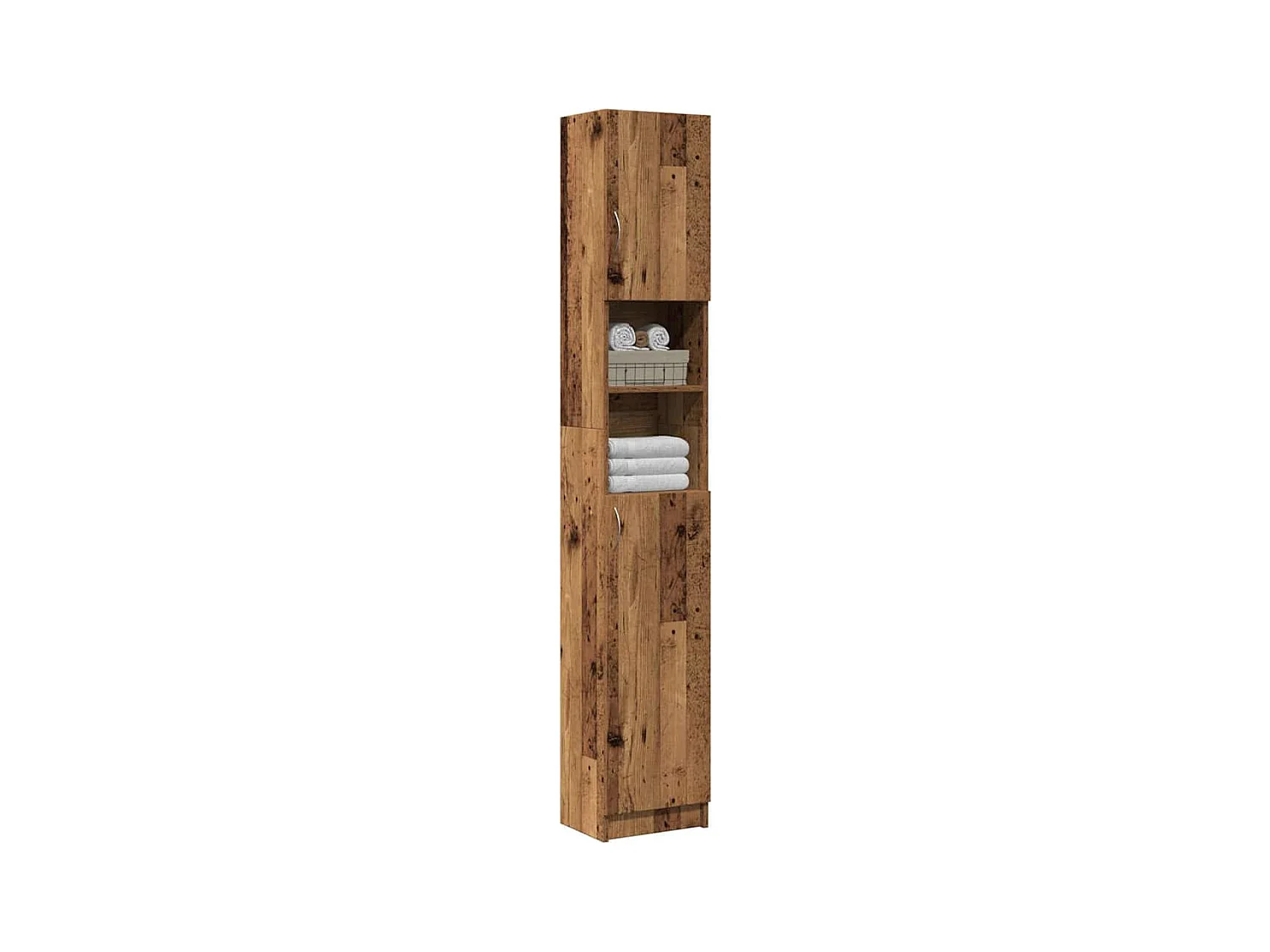 Badkamerkast 32x25,5x190 cm bewerkt hout oud houtkleurig