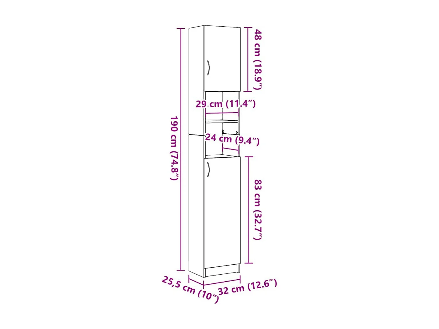 Badschrank Altholz-Optik 32x25,5x190 cm Holzwerkstoff