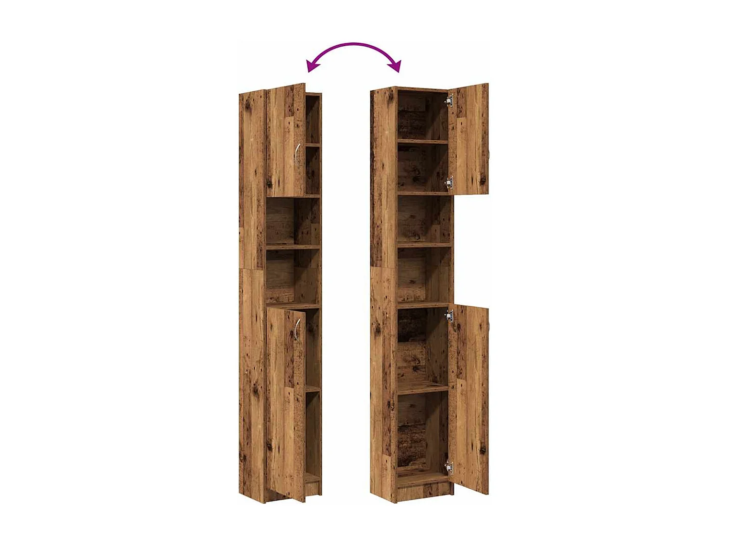 Badschrank Altholz-Optik 32x25,5x190 cm Holzwerkstoff