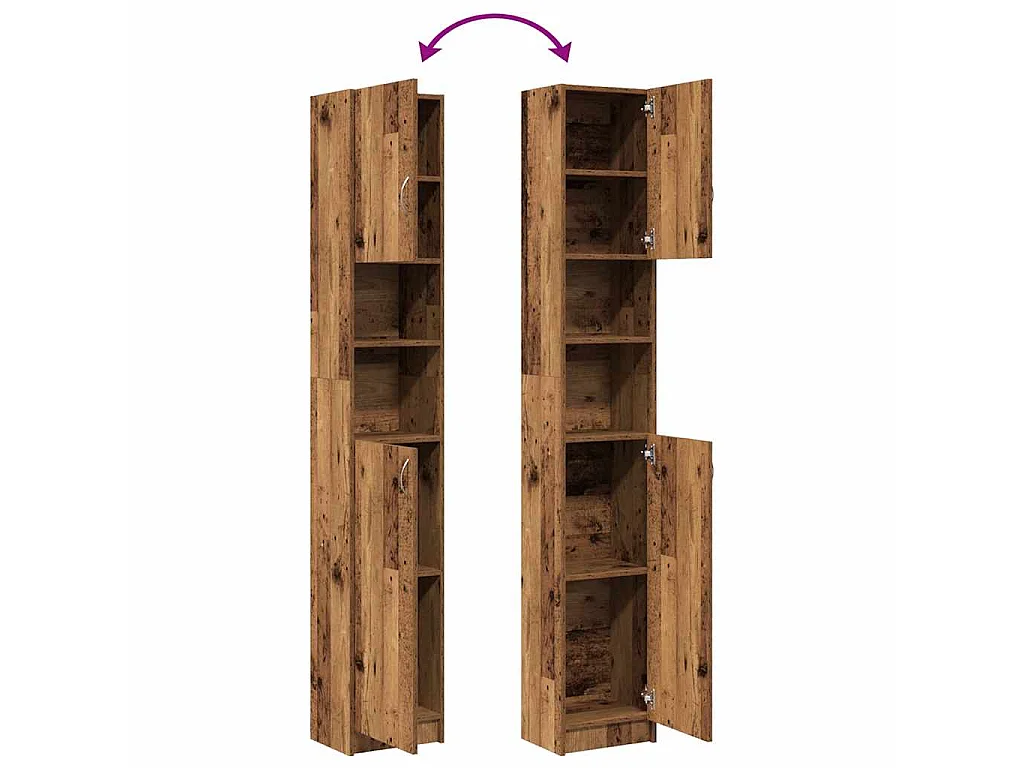 Badschrank Altholz-Optik 32x25,5x190 cm Holzwerkstoff