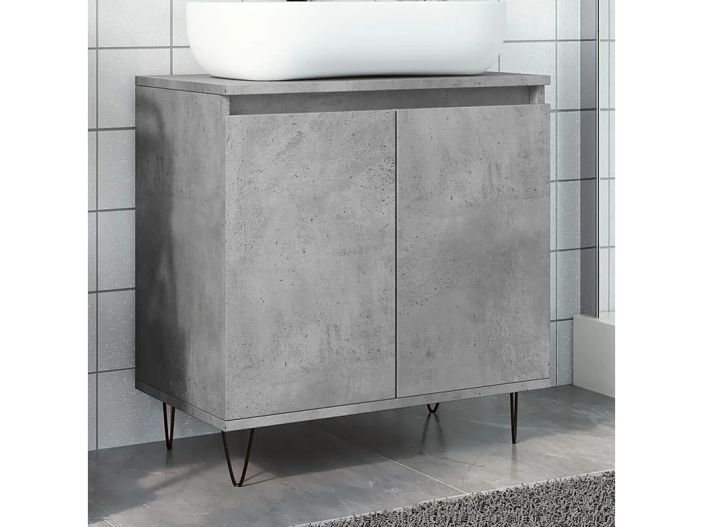 Armoire de bain gris béton 58x33x60 cm bois d'ingénierie