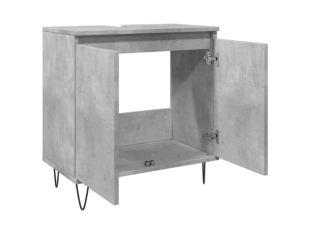 Armadietto da Bagno Grigio Cemento 58x33x60cm Legno Multistrato