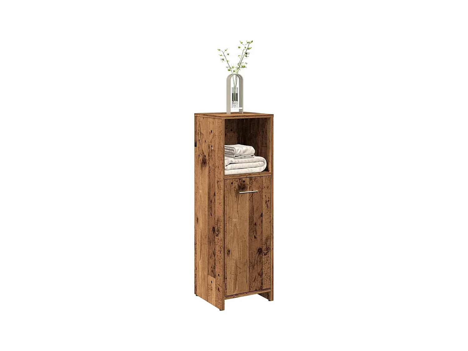 Badkamerkast 30x30x95 cm bewerkt hout oud houtkleurig