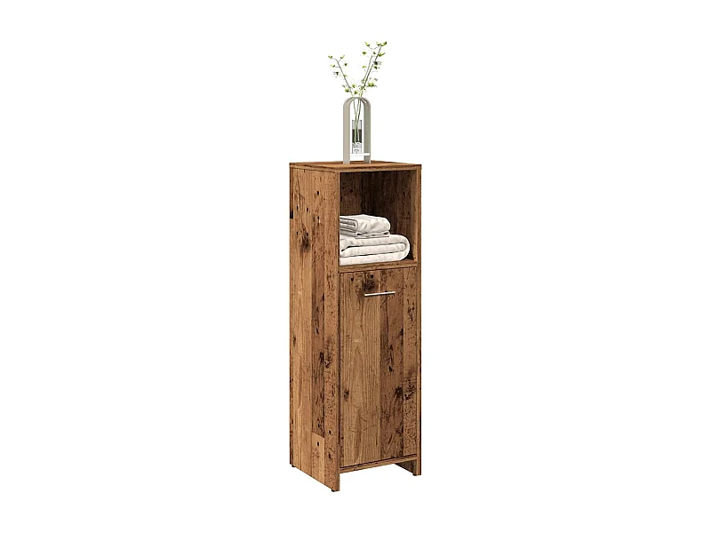 Badkamerkast 30x30x95 cm bewerkt hout oud houtkleurig