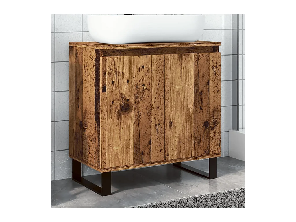 Armoire de salle de bain vieux bois 58x33x60 cm bois ingénierie