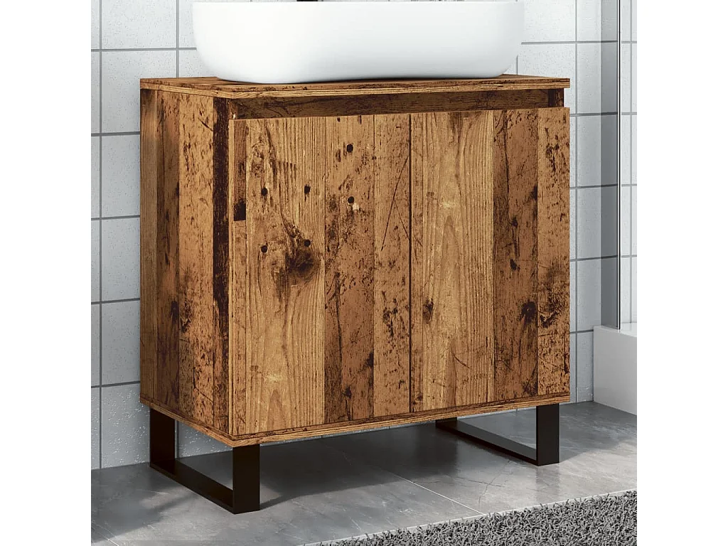 Armario de baño madera de ingeniería envejecida 58x33x60 cm