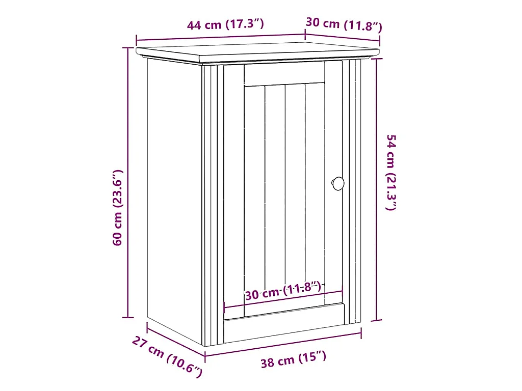 Badkamerwandkast BODO 44x30x60 cm grijs