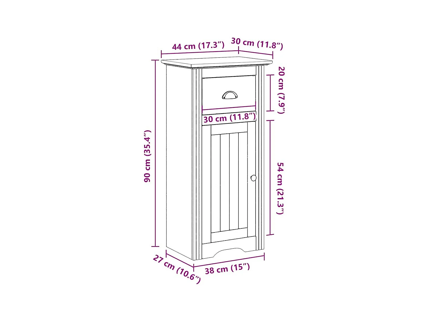 Armoire de salle de bain BODO gris 44x30x90 cm