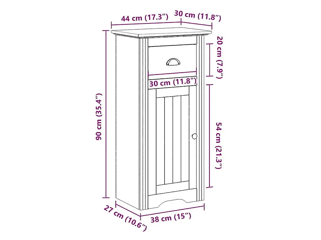 Armoire de salle de bain BODO gris 44x30x90 cm