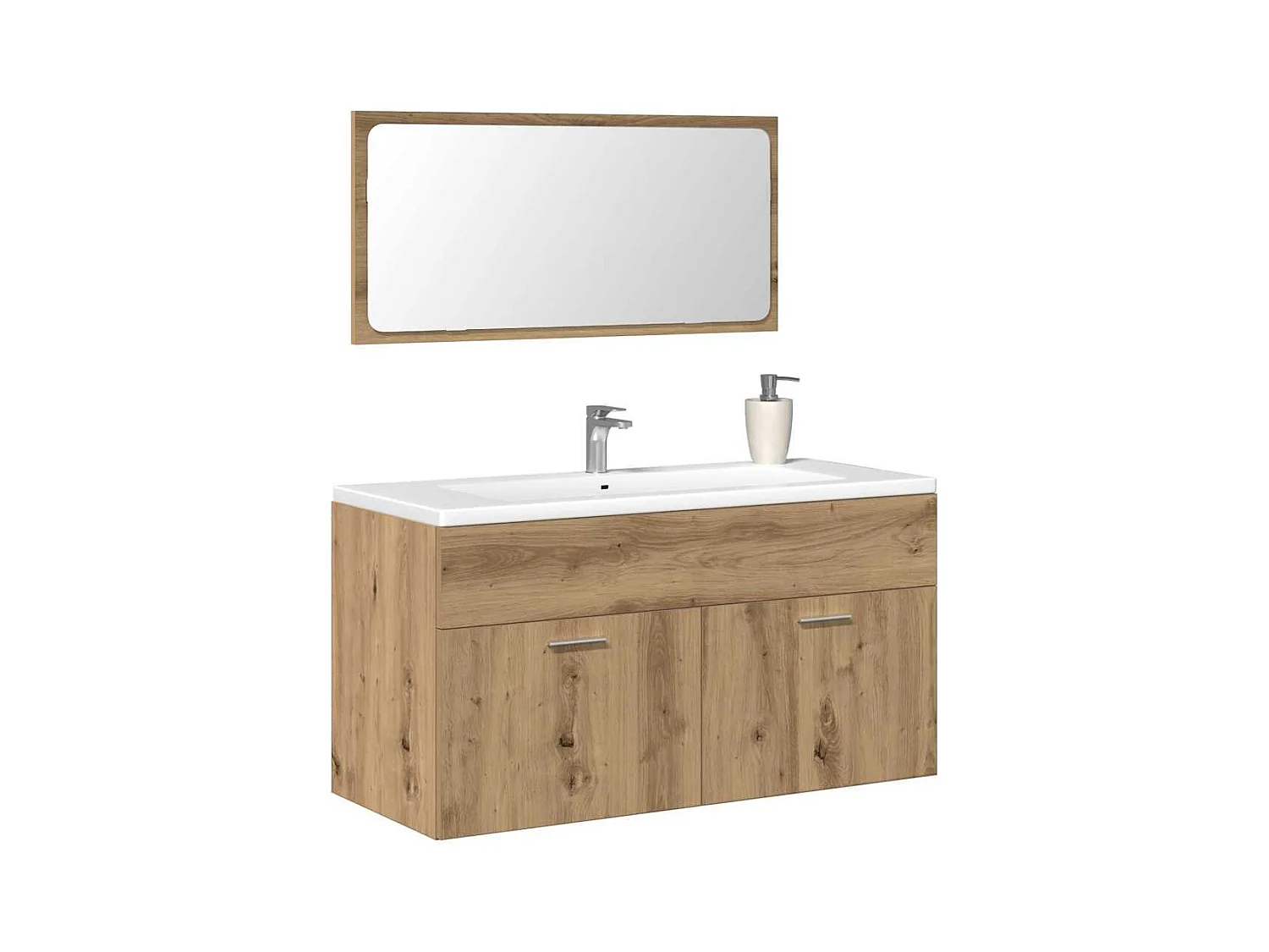 Armoire de salle de bain avec miroir chêne artisanal