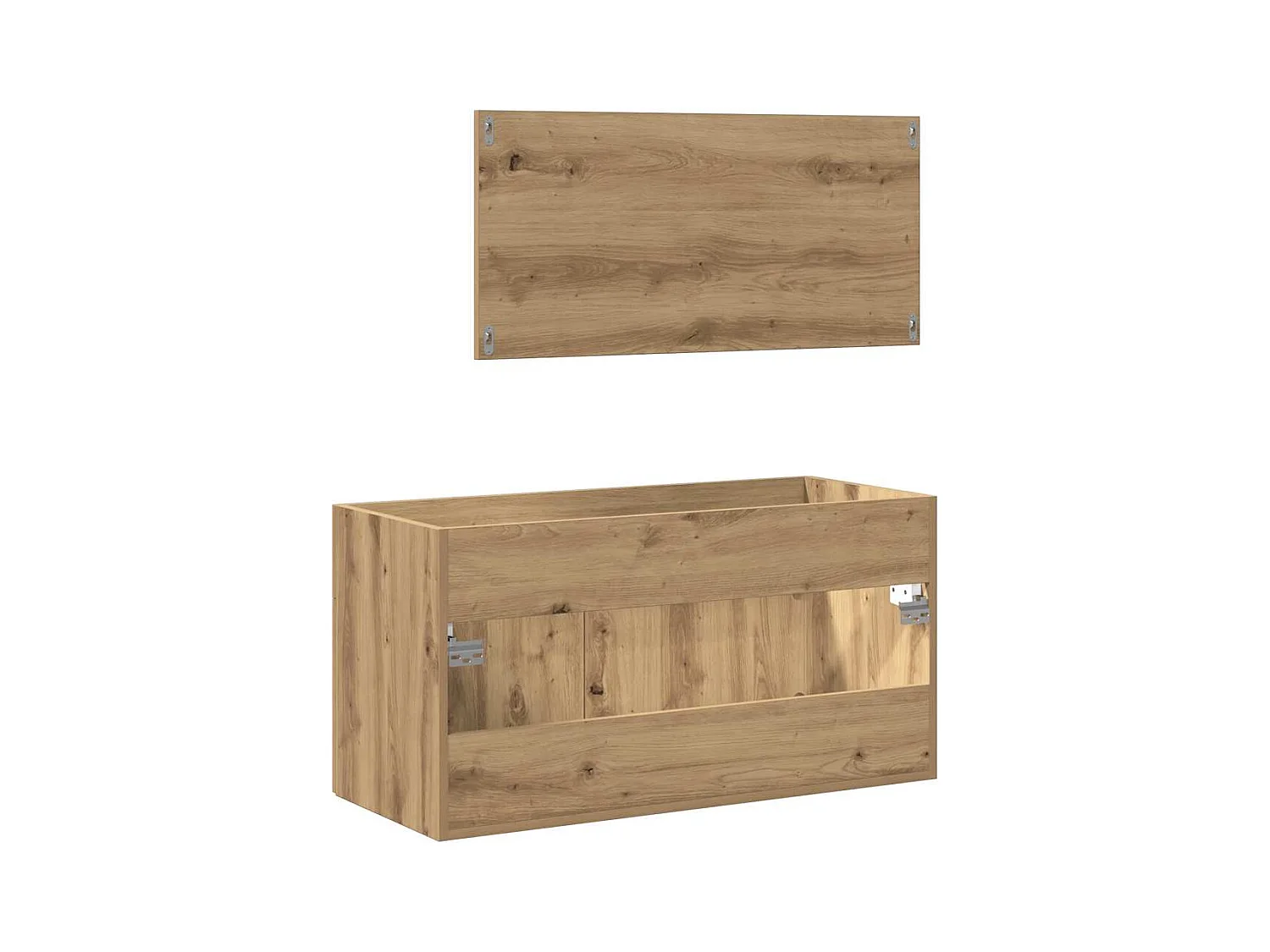 Armoire de salle de bain avec miroir chêne artisanal