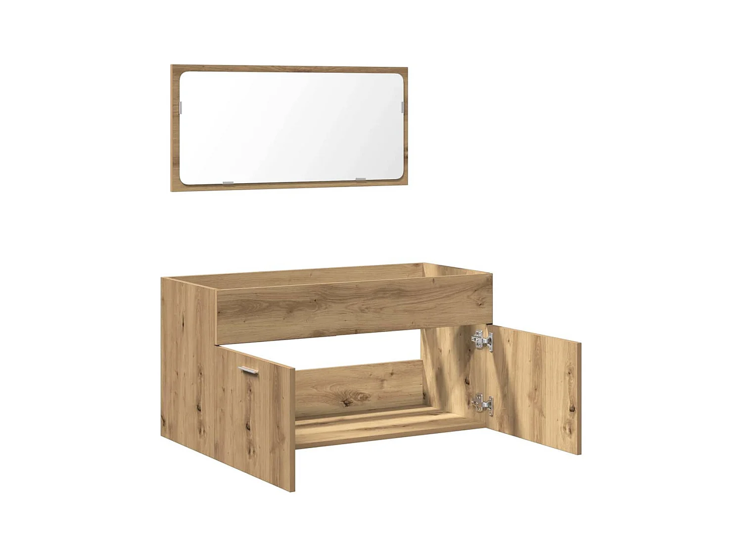 Armoire de salle de bain avec miroir chêne artisanal