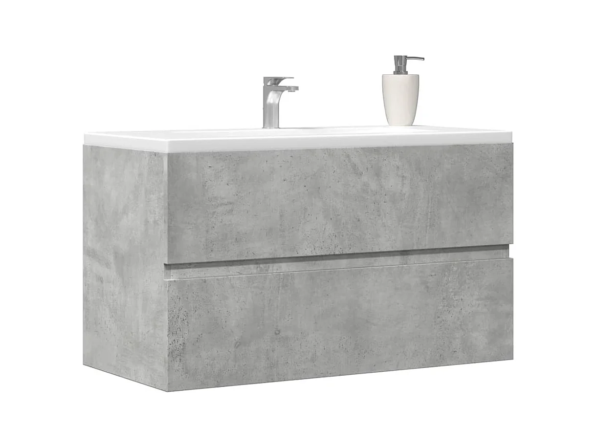 Armario para lavabo contrachapada gris hormigón 90x38,5x45 cm