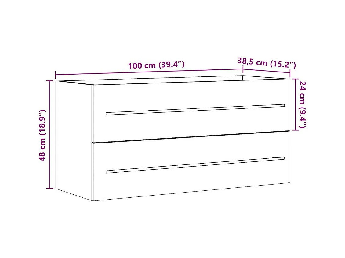 Armoire d'évier Gris béton 100x38,5x48 cm Aggloméré