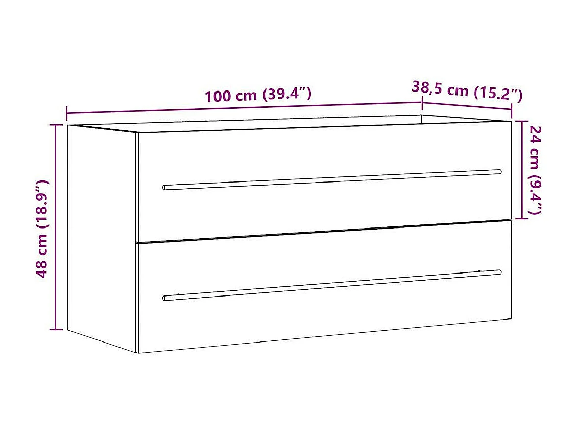 Armoire d'évier Gris béton 100x38,5x48 cm Aggloméré