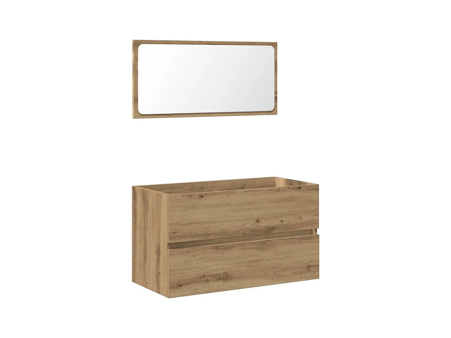 Armoire de salle de bain avec miroir chêne artisanal