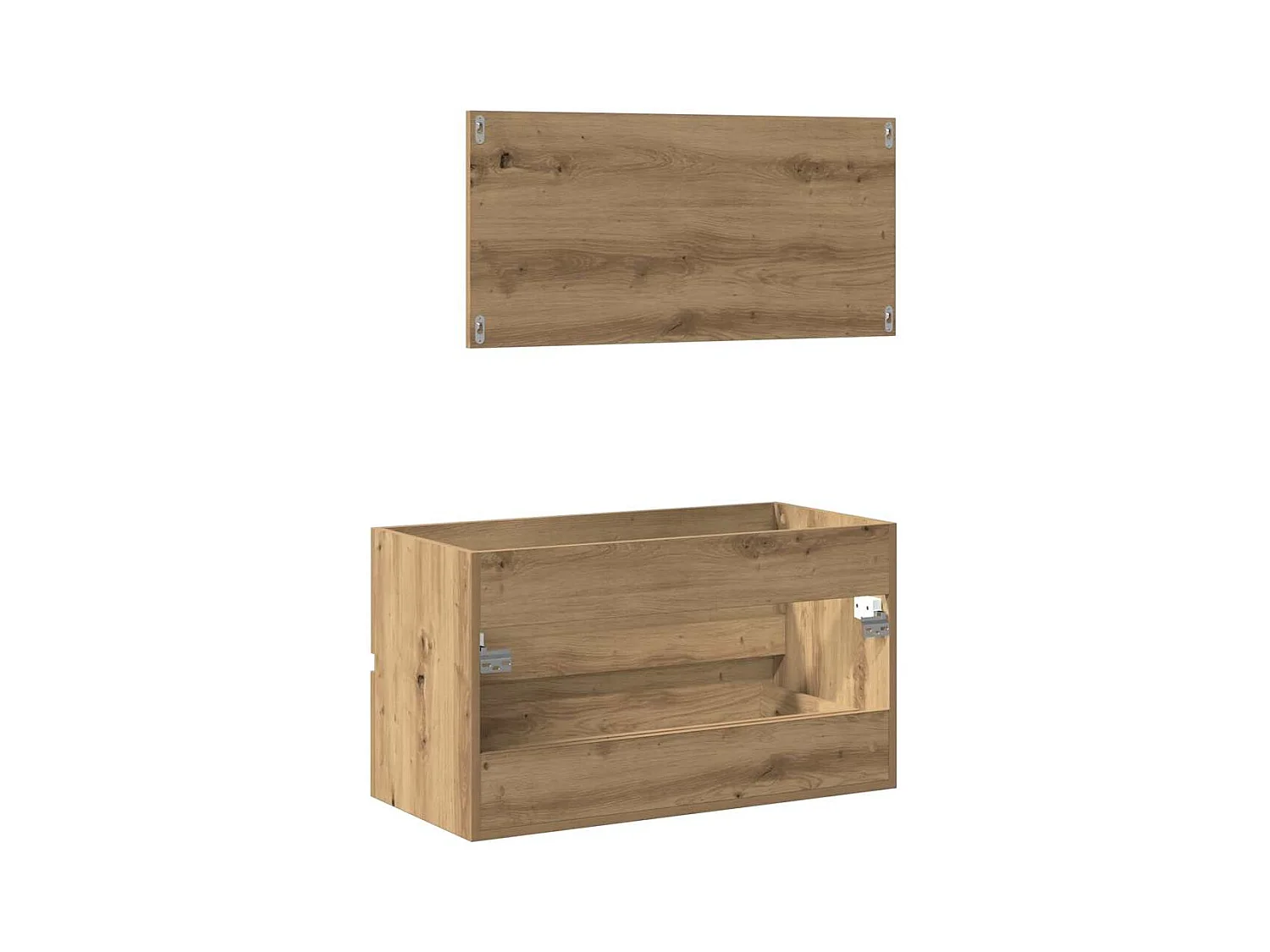 Armoire de salle de bain avec miroir chêne artisanal