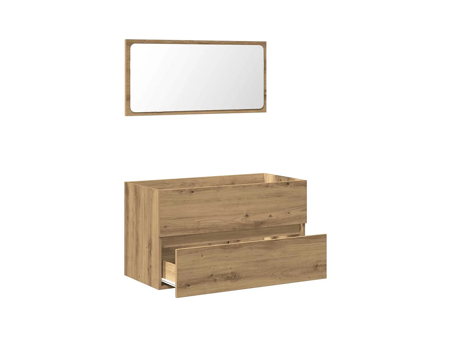 Armoire de salle de bain avec miroir chêne artisanal