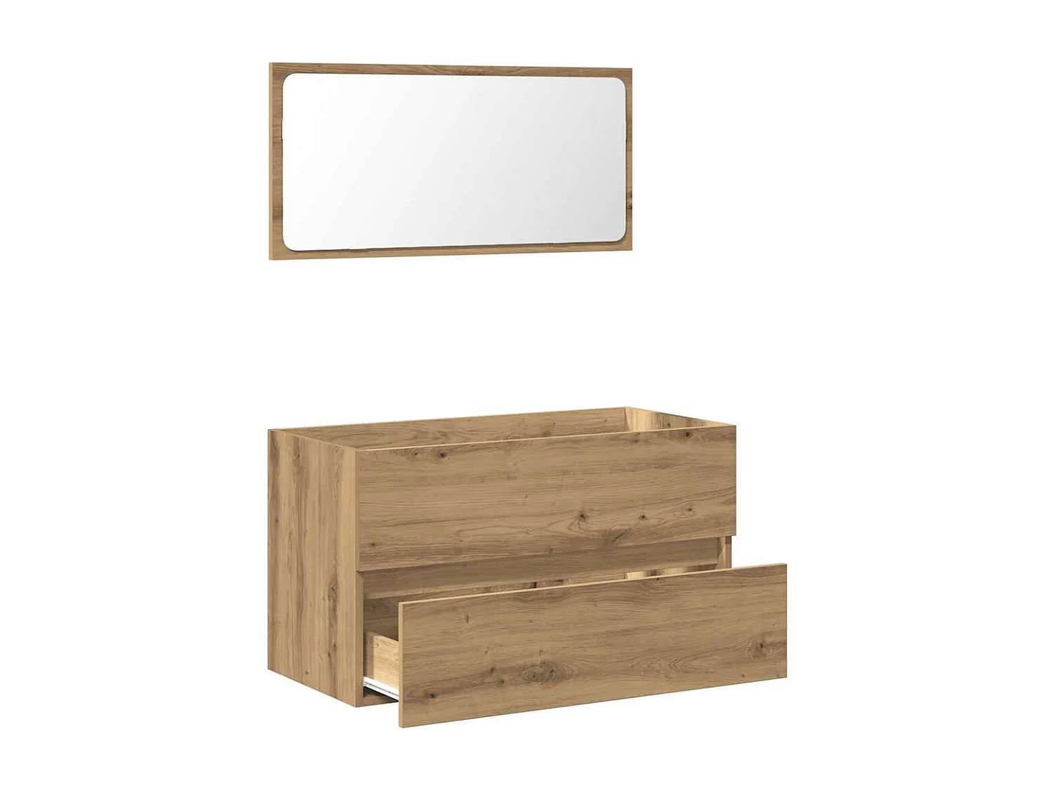 Móvel de casa banho com espelho madeira de carvalho artesanal