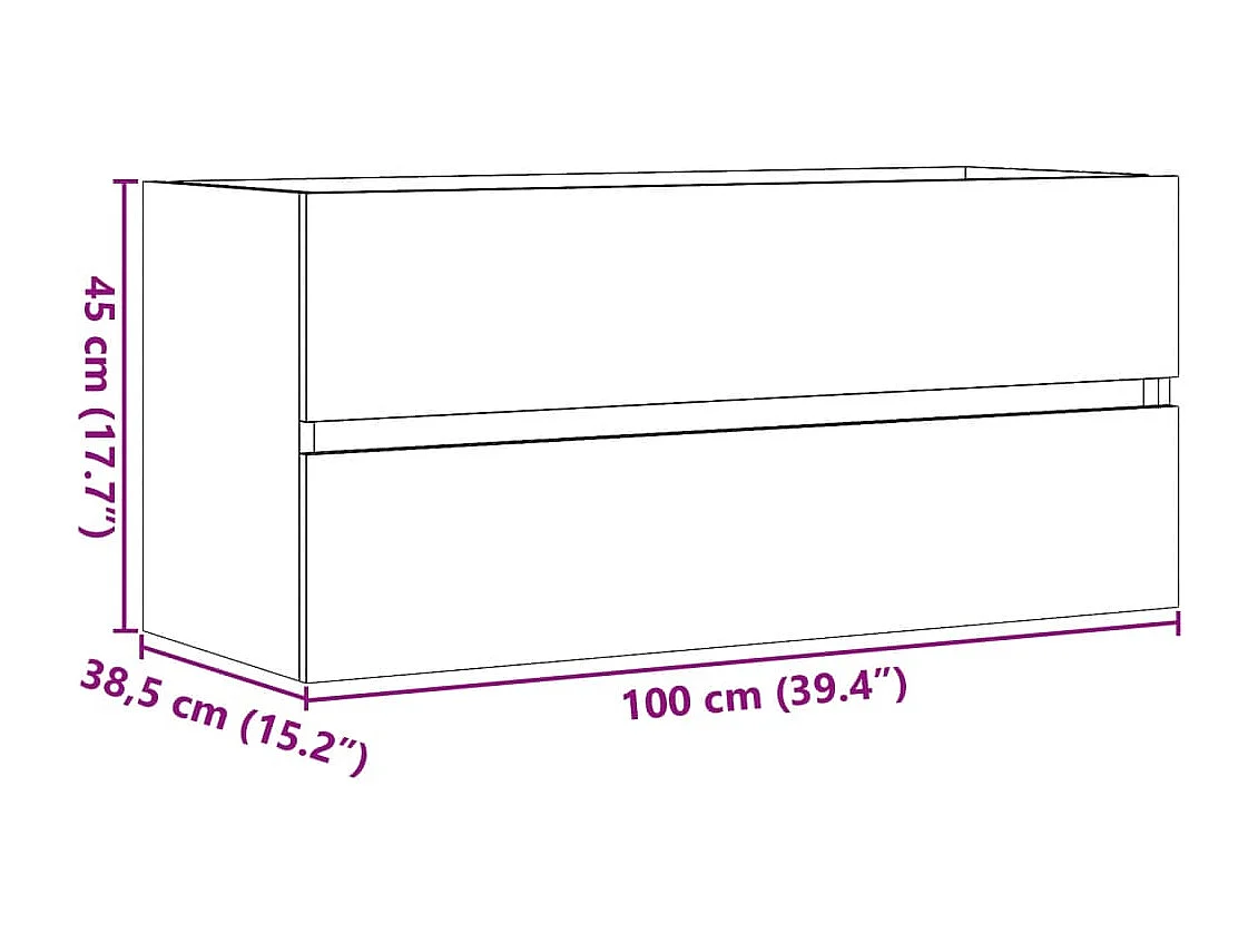 Armoire d'évier Gris béton 100x38,5x45 cm Aggloméré