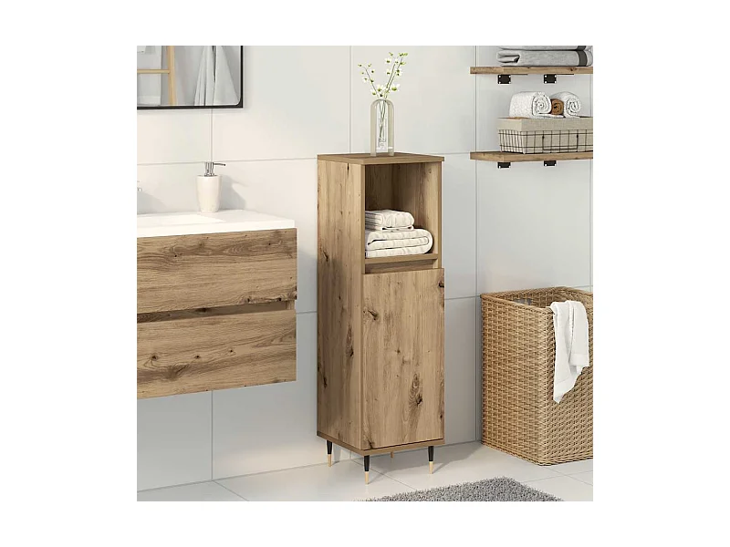 Armario de baño madera de ingeniería roble artisan 30x30x100 cm