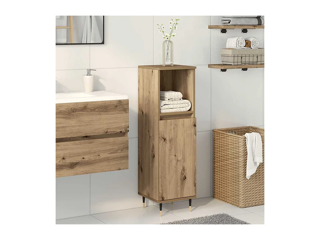 Armoire de salle de bain chêne artisanal 30x30x100 cm