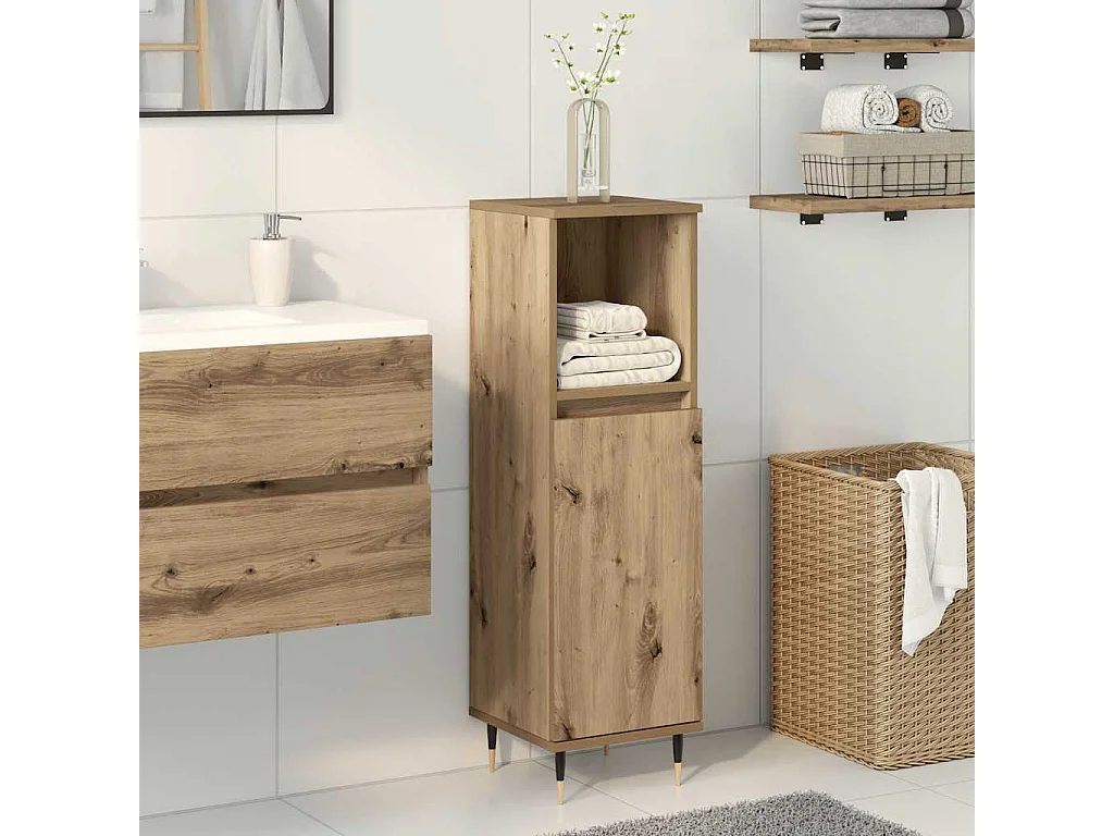 Armoire de salle de bain chêne artisanal 30x30x100 cm