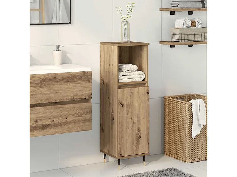 Armario de baño madera de ingeniería roble artisan 30x30x100 cm