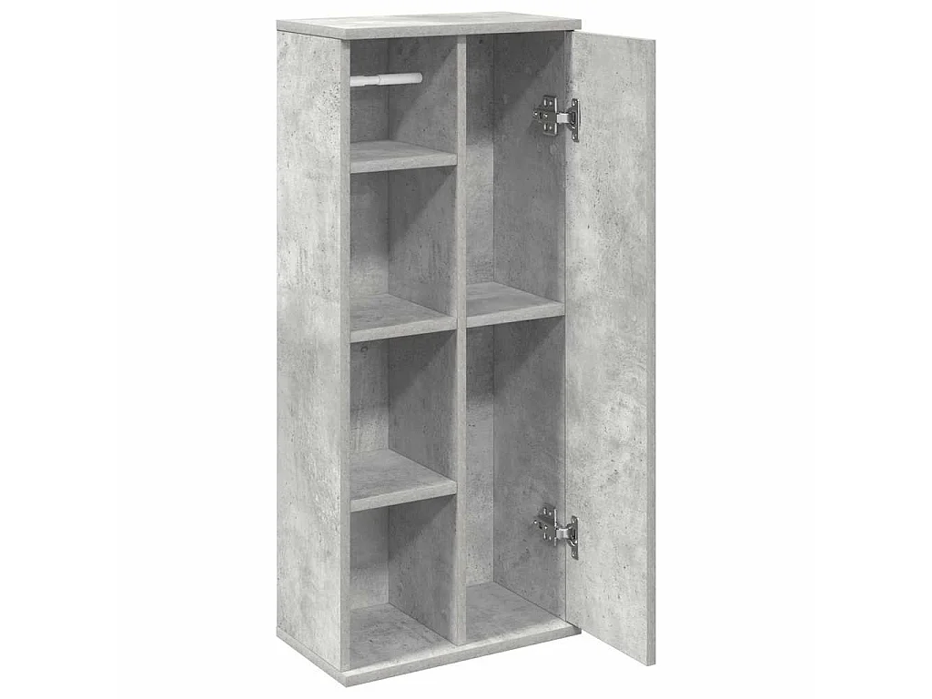 Badkamerkast met rolhouder 39x22x90 cm betongrijs