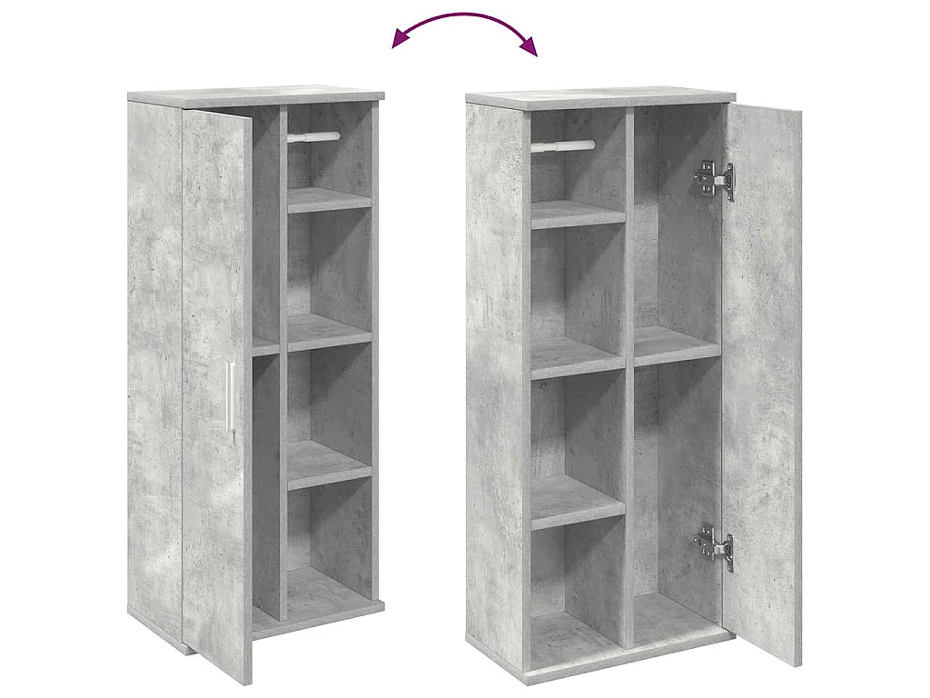 Badkamerkast met rolhouder 39x22x90 cm betongrijs