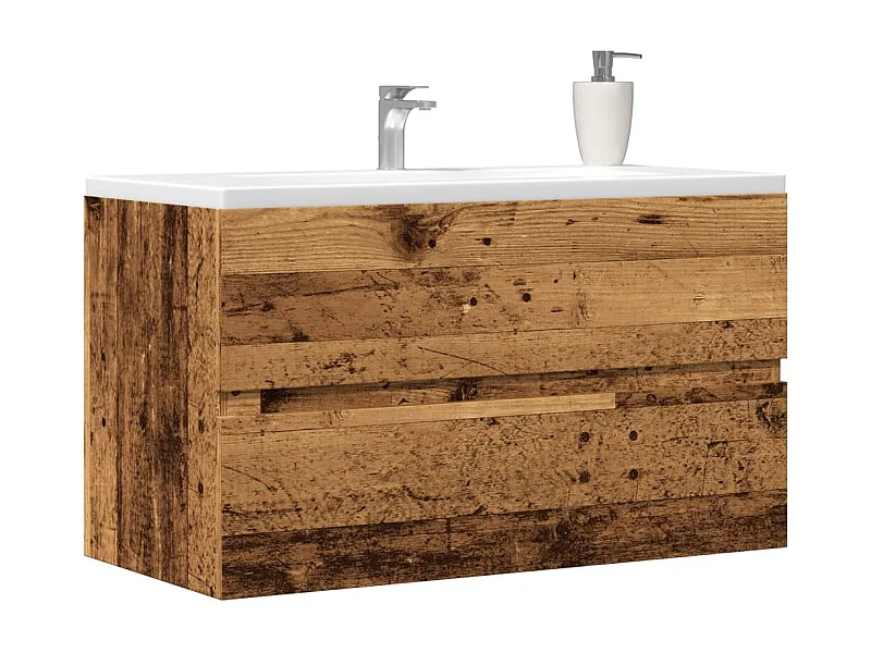 Armoire de salle de bain suspendue vieux bois bois d'ingénierie