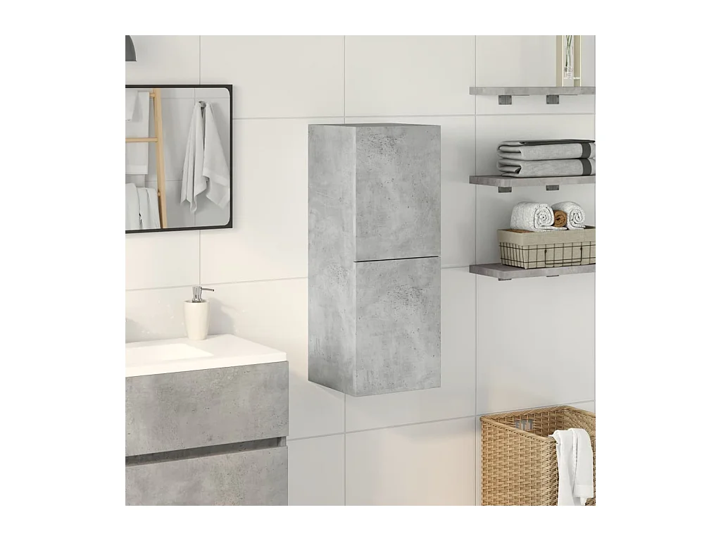 Armoire de salle de bain suspendue gris béton bois d'ingénierie