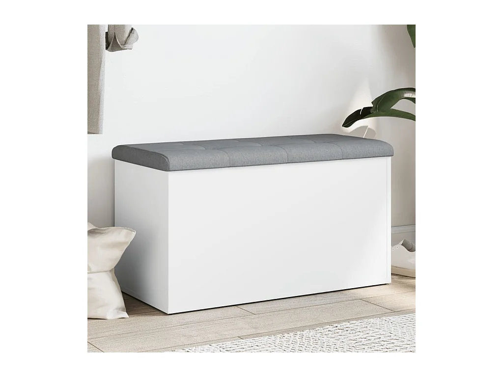 Banc de rangement blanc 82x42x45 cm bois d'ingénierie