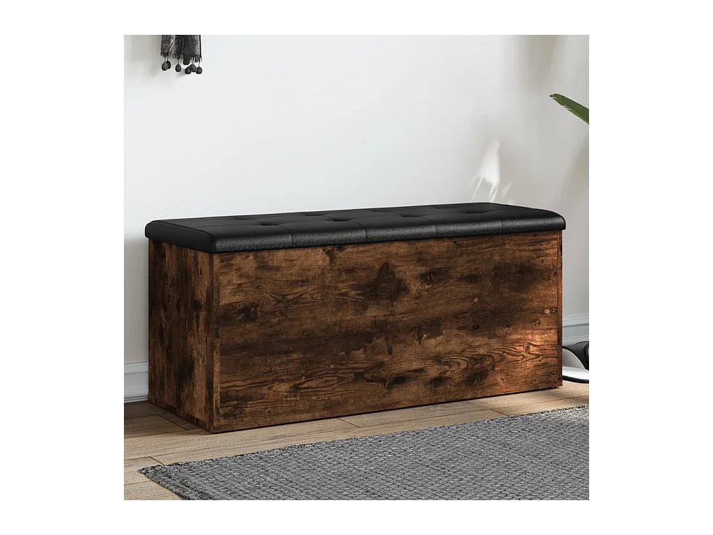 Banc de rangement chêne fumé 102x42x45 cm bois d'ingénierie