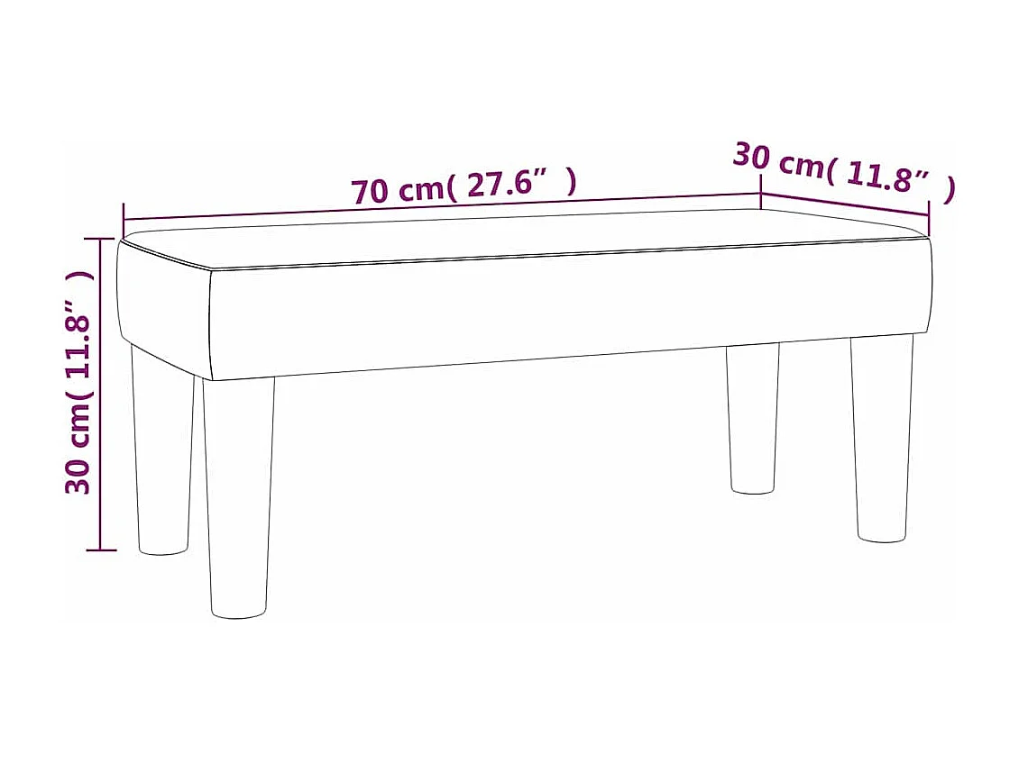banc Vert foncé 70 x 30 x 30 cm Velours