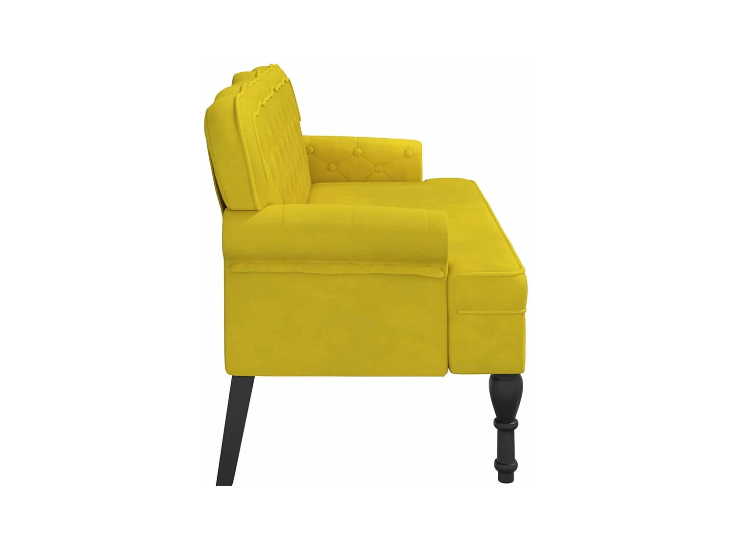 Banco con respaldo terciopelo amarillo 119,5x64,5x75 cm