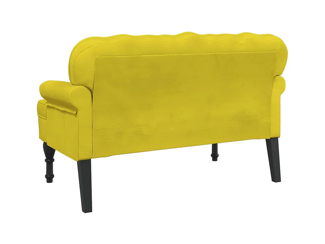 Banco con respaldo terciopelo amarillo 119,5x64,5x75 cm