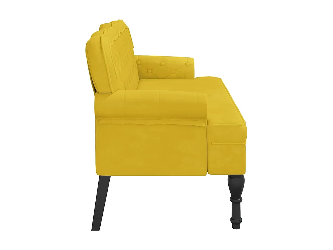 Banc avec dossier jaune 119,5x64,5x75 cm velours