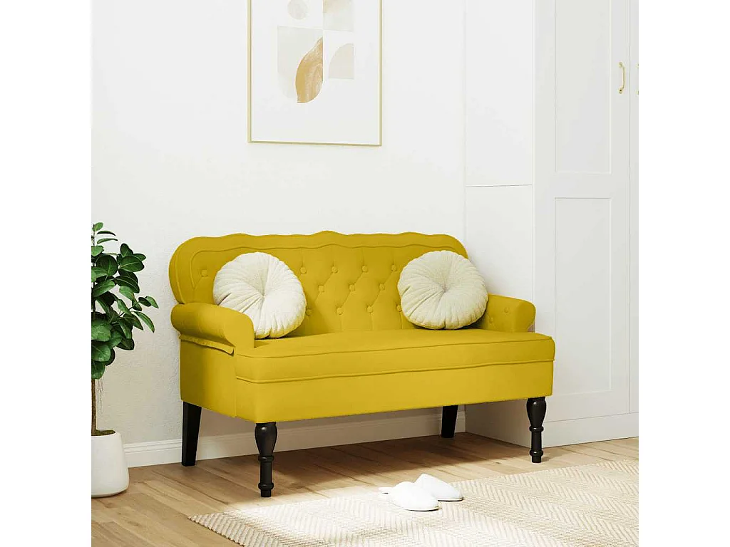 Banc avec dossier jaune 119,5x64,5x75 cm velours